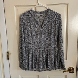 White House Black Market Floral Print Long Sleeve Top Sz S